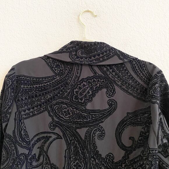Chico's Black Paisley Neema Flocked Snap Button Long Sleeve Jacket Womans Sz 1 S - Picture 8 of 10